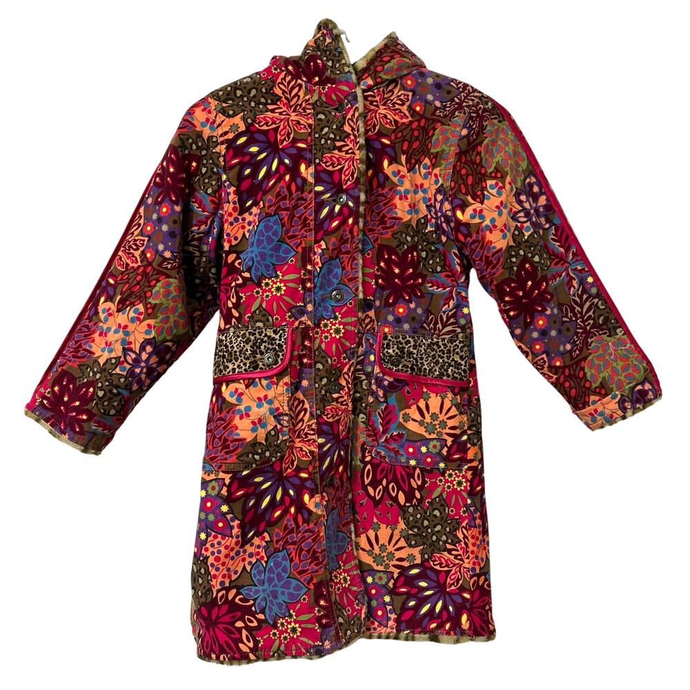 The Childrens Place Girls Medium 7/8 Reversible Floral/ Cheetah Jacket Y2K Retro